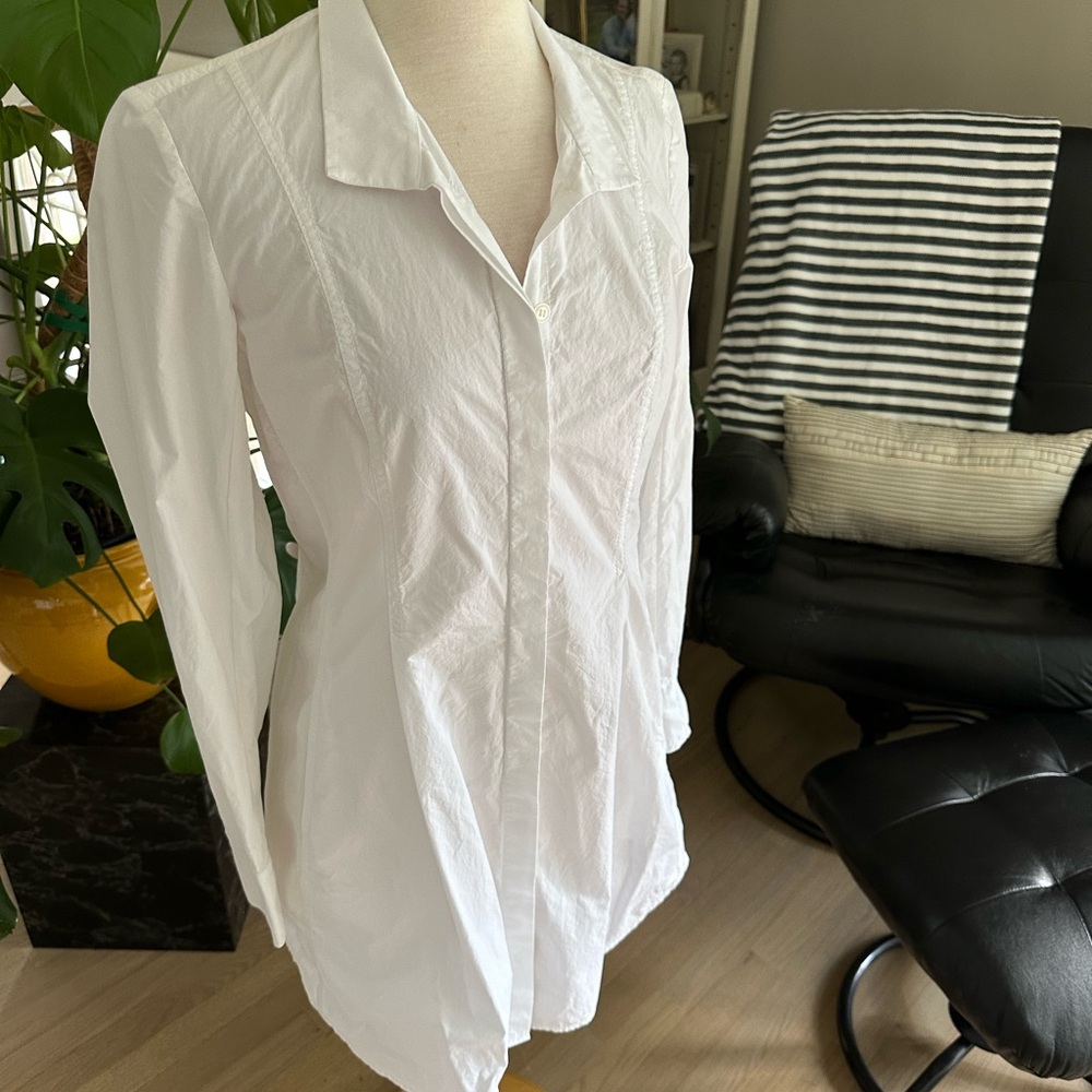 Donna Karan White CottonTunic Blouse